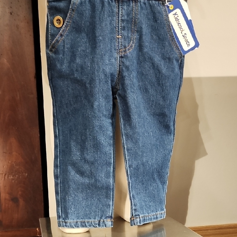 Blue Denim Overalls with Button Accents - Picture 5 of 11